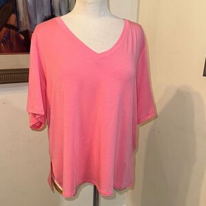 Athleta Pink V-Neck Women's Top Size Large